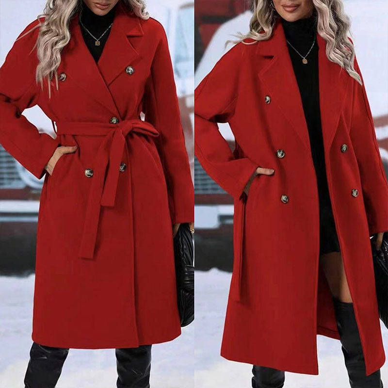 Trench-Coat Double boutonnage à revers avec ceinture