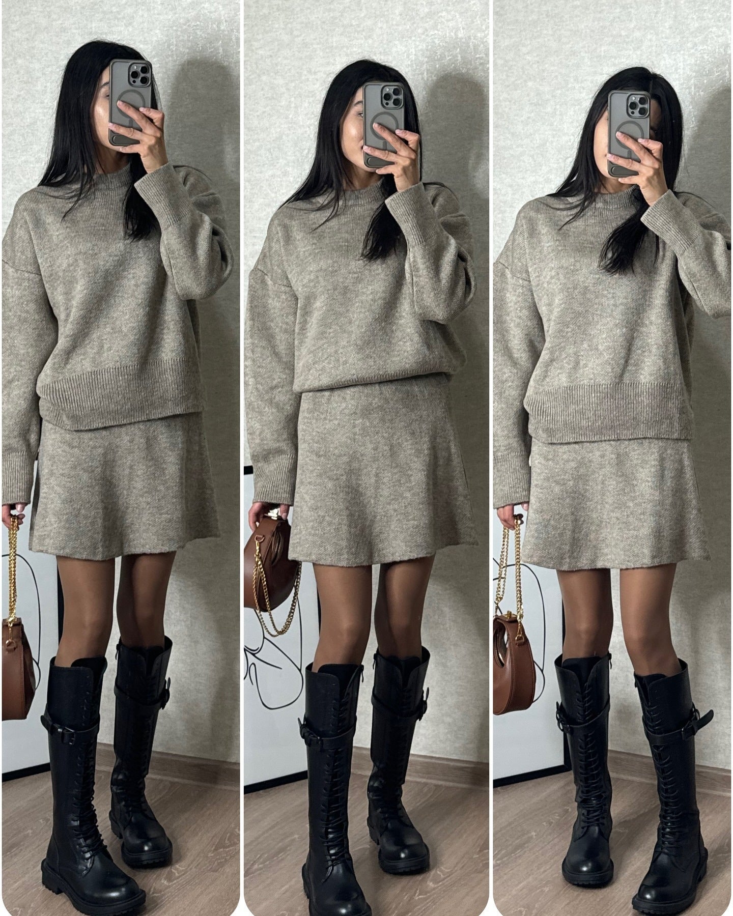 Ensemble pull et jupe pour femmes, 2 pièces