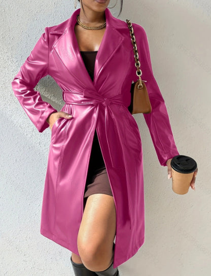 Manteau en cuir élégant et tendance