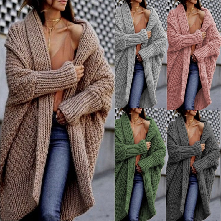 Cardigan long et épais pour femme