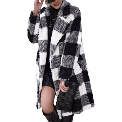 Manteau Long à carreaux sans boucle