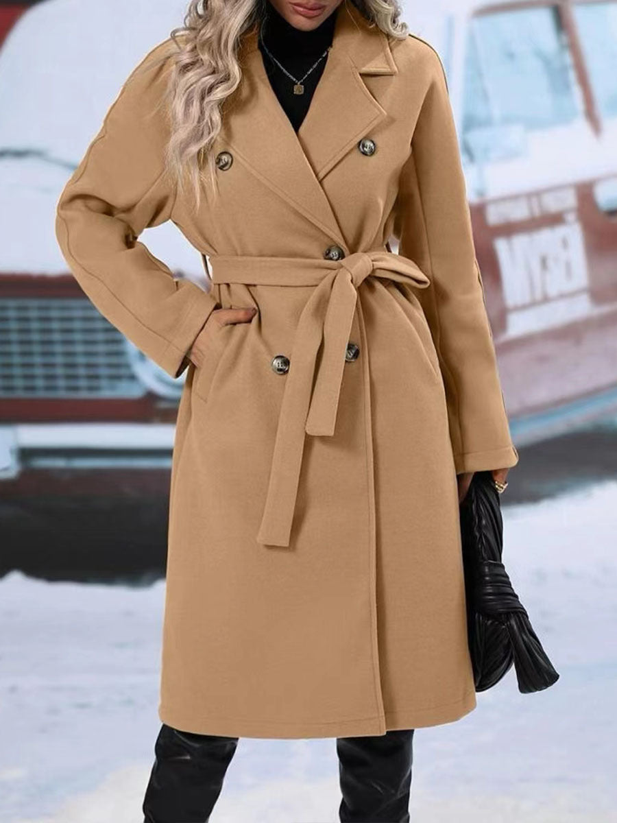 Trench-Coat Double boutonnage à revers avec ceinture