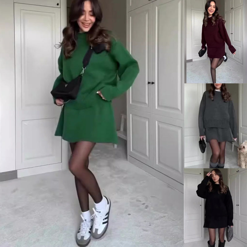 Ensemble pull et jupe pour femmes, 2 pièces
