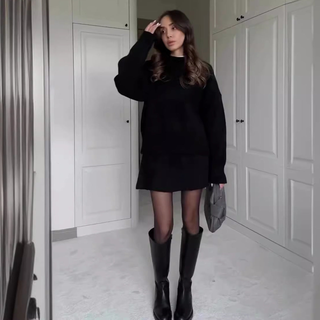 Ensemble pull et jupe pour femmes, 2 pièces