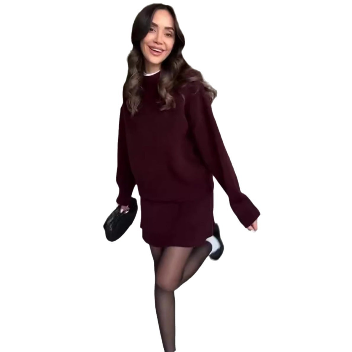 Ensemble pull et jupe pour femmes, 2 pièces