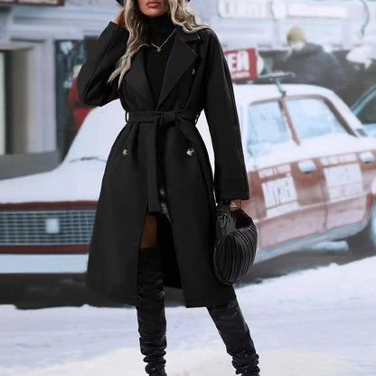 Trench-Coat Double boutonnage à revers avec ceinture