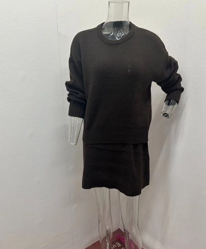 Ensemble pull et jupe pour femmes, 2 pièces