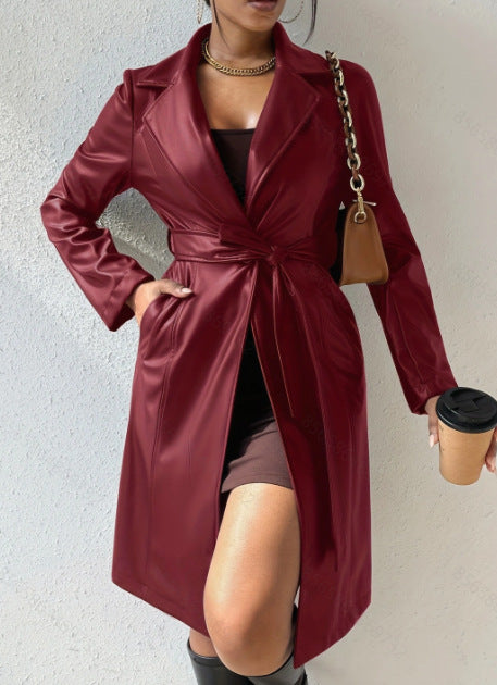 Manteau en cuir élégant et tendance