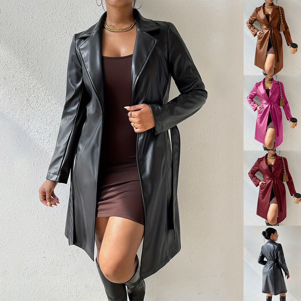 Manteau en cuir élégant et tendance