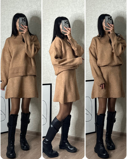 Ensemble pull et jupe pour femmes, 2 pièces