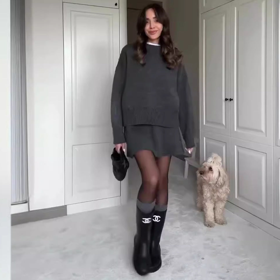 Ensemble pull et jupe pour femmes, 2 pièces