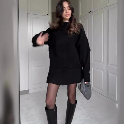 Ensemble pull et jupe pour femmes, 2 pièces